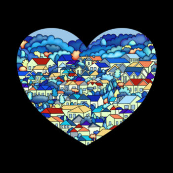 Blue hearts and houses - Womens Premium Crew Design