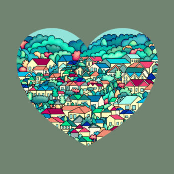 Green hearts and houses - Womens Premium Crew Design