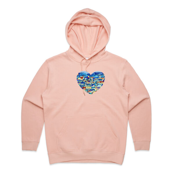 Blue hearts and houses - Womens Premium Hood Thumbnail