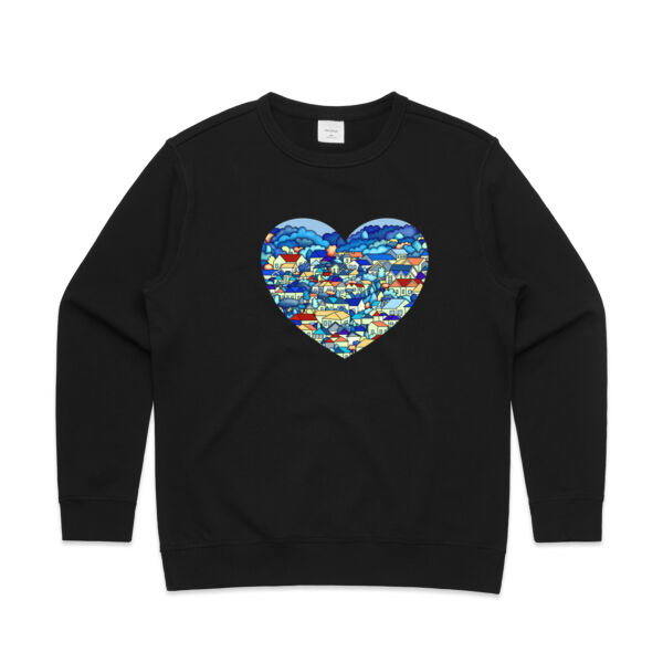 Blue hearts and houses - Womens Premium Crew Thumbnail
