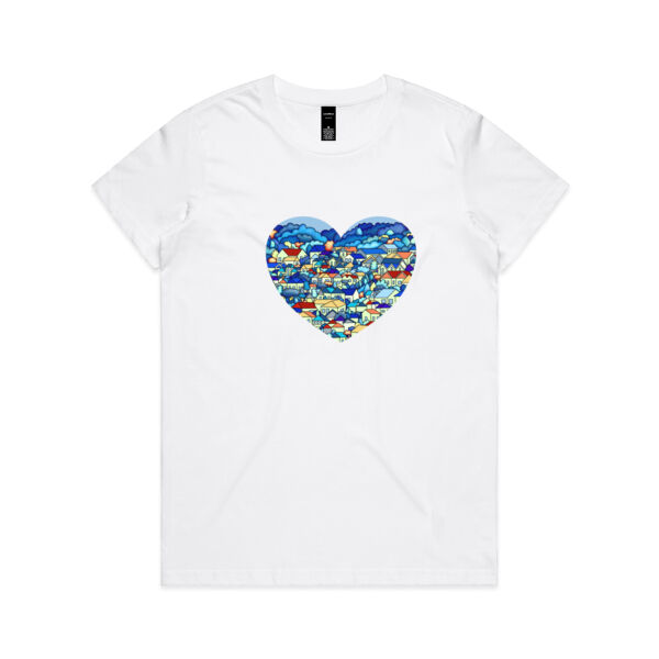 Blue hearts and houses - Womens Maple Tee Thumbnail