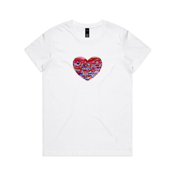 Pink hearts and houses - Womens Maple Tee Thumbnail