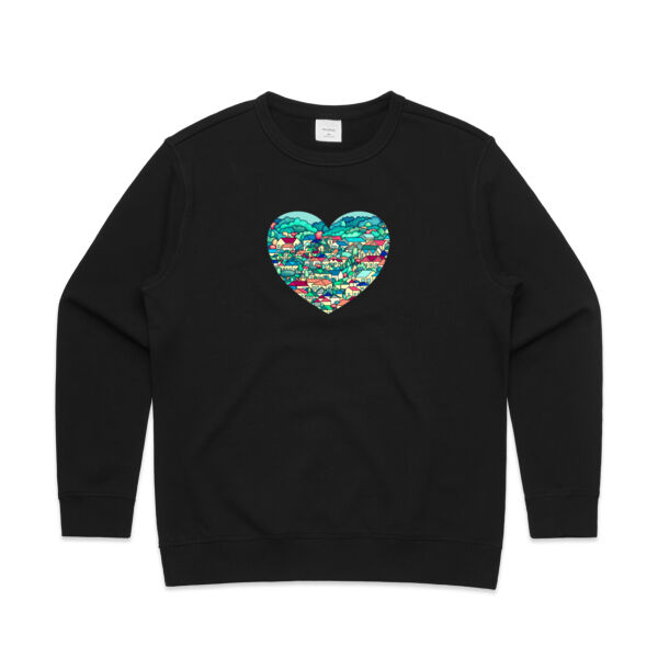 Green hearts and houses - Womens Premium Crew Thumbnail