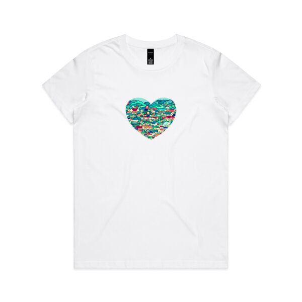 Green hearts and houses - Womens Maple Tee Thumbnail